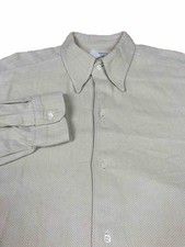 VTG 90s Emporio Armani Cream Herringbone Cotton Mens Shirt Large Made in Italy