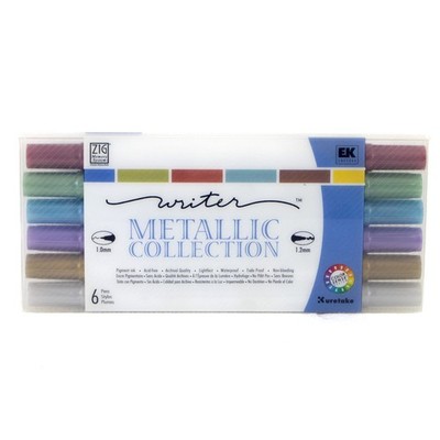 Zig Writer Metallic Collection MS8000/6V Dual Tip Pens Set of 6 Japan