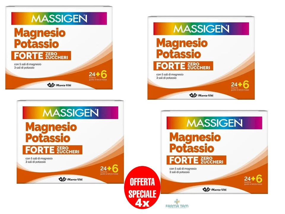 PROMO 4X Marco Viti Massigen Magnesio e Potassio Forte Zero Zuccheri 120 Buste