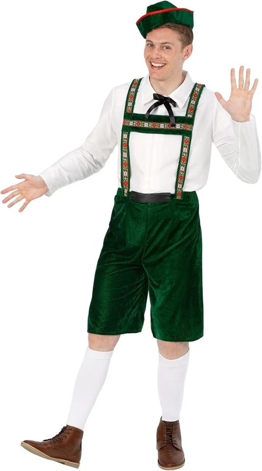 男式 Lederhosen 服装成人德国巴伐利亚啤酒人啤酒节 L XL — 第 2/4 张图片