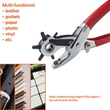 Professional Leather Hole Punch Pliers HEAVY DUTY Belt Holes Revolving Hand NEW