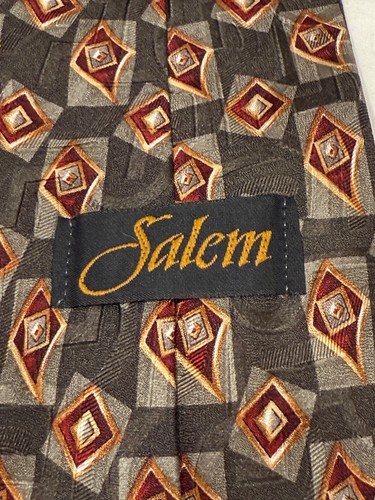 Men' Necktie by Salem Green Geometric Design 100% Silk - Picture 3 of 5