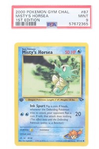 PSA 9 MINT 2000 Pokémon Gym Challenge #87 Misty's Horsea 1st Edition !!