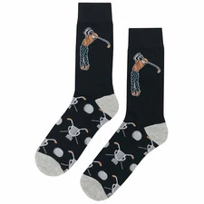 NWT Simple Golfer Dress Socks Novelty Men 8-12 Black Crazy Fun Sockfly