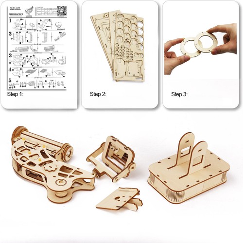 3D puzzle toys wooden diy microscope specimen Birthday presents for kids - Picture 11 of 11