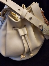 Skagen Womens Cream Colored Hobo Bag Small Drawstring