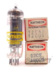 2 Raytheon 12C5/12CU5 Beam Pentode Audio Frequency Output Radio Audio Vacuum Tub
