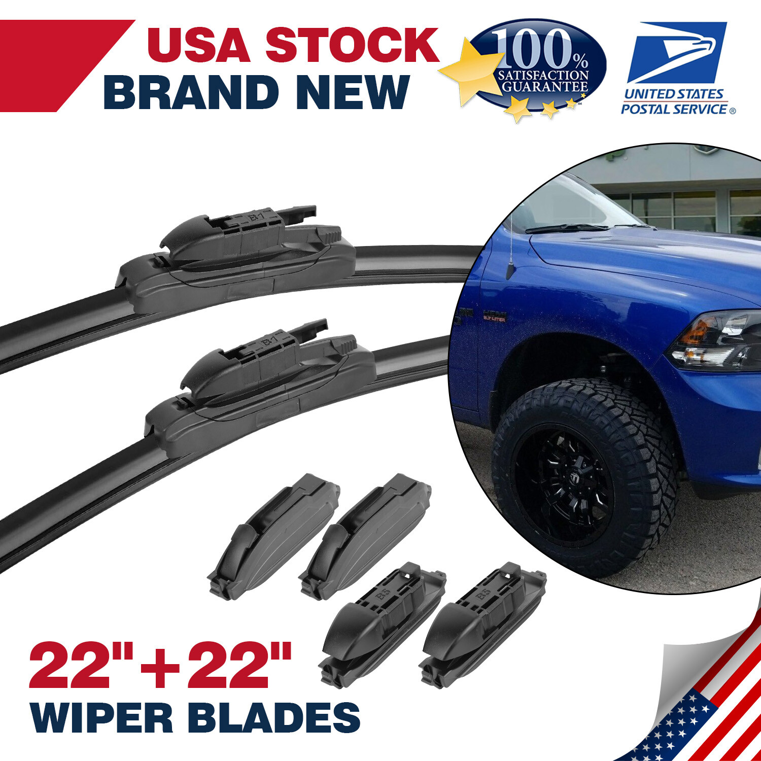 Original Equipment OEM Quality Front Wiper Blades rubber Windshield  22''&22''
