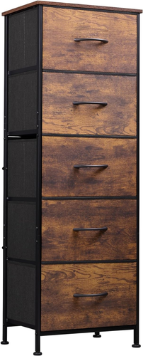 Fabric Dresser, 5-Drawer Tall Dresser for Bedroom, Storage Organizer with Fabric