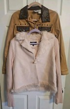 2 Pc Montanaco & Dg2 Women’s Size S Jackets Pink Fur & Brown W/ Turquoise Inlays