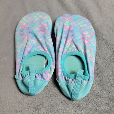 Mermaid Scale Water Shoes Beach Pool Aqua Socks Kids Size 7-8 Anti-Slip