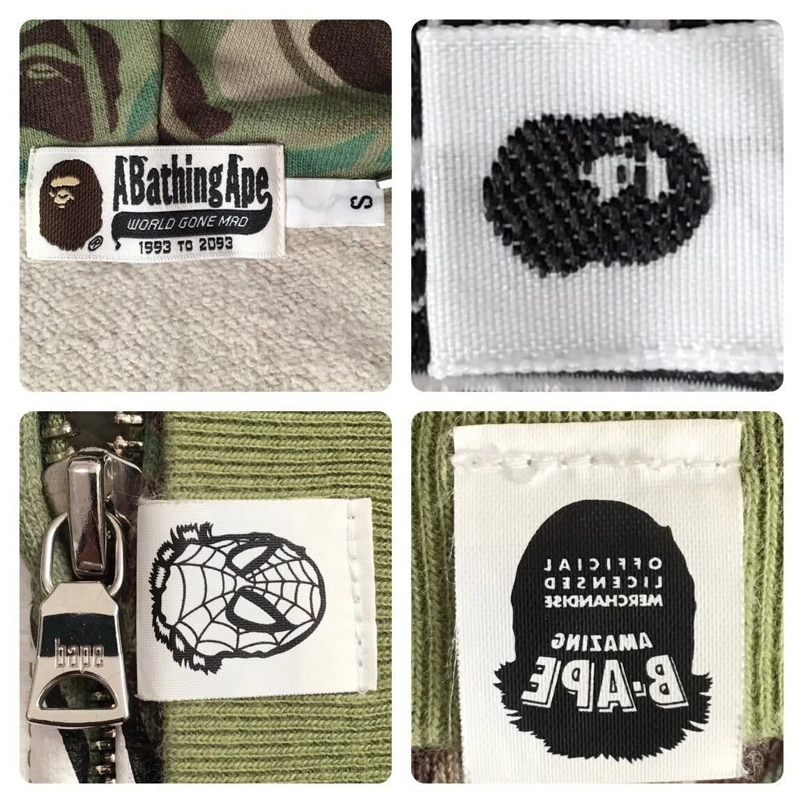 A BATHING APE (BAPE) Felpa con cappuccio e zip intera BAPE × Marvel Comics Spider Man NIGO A Bathing Ape taglia S da uomo!!