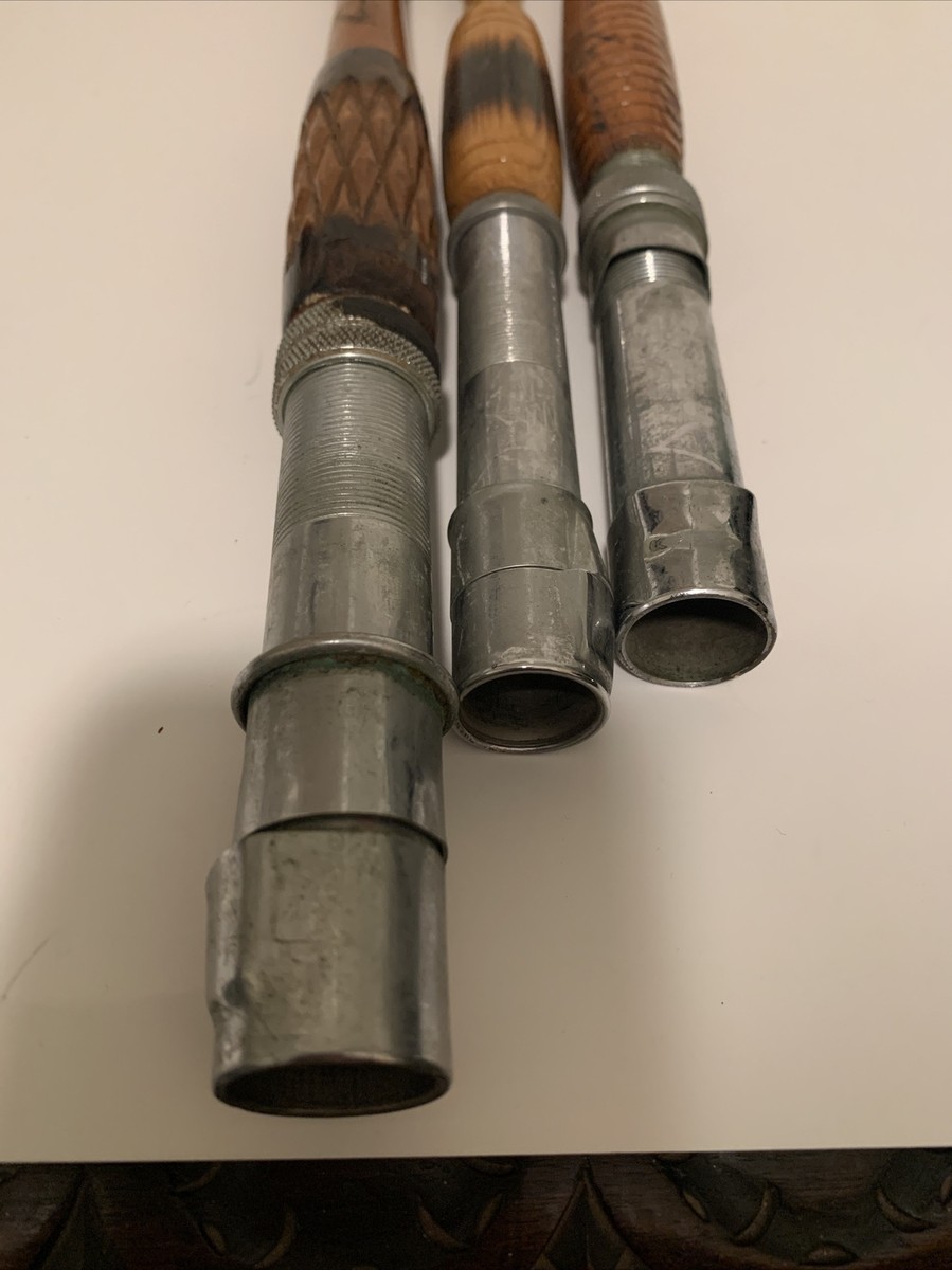 3-Fishing Rods Antique Wood Handle Metal Top Vintage Lot Of 3 Gliebe Great  Shape | eBay
