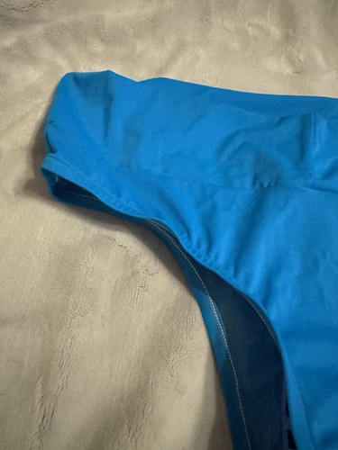 VTG 80s UJENA Swimwear 2 Pc Blue Thong Bikini Waist 33-36 Size 16/18? - Picture 10 of 24