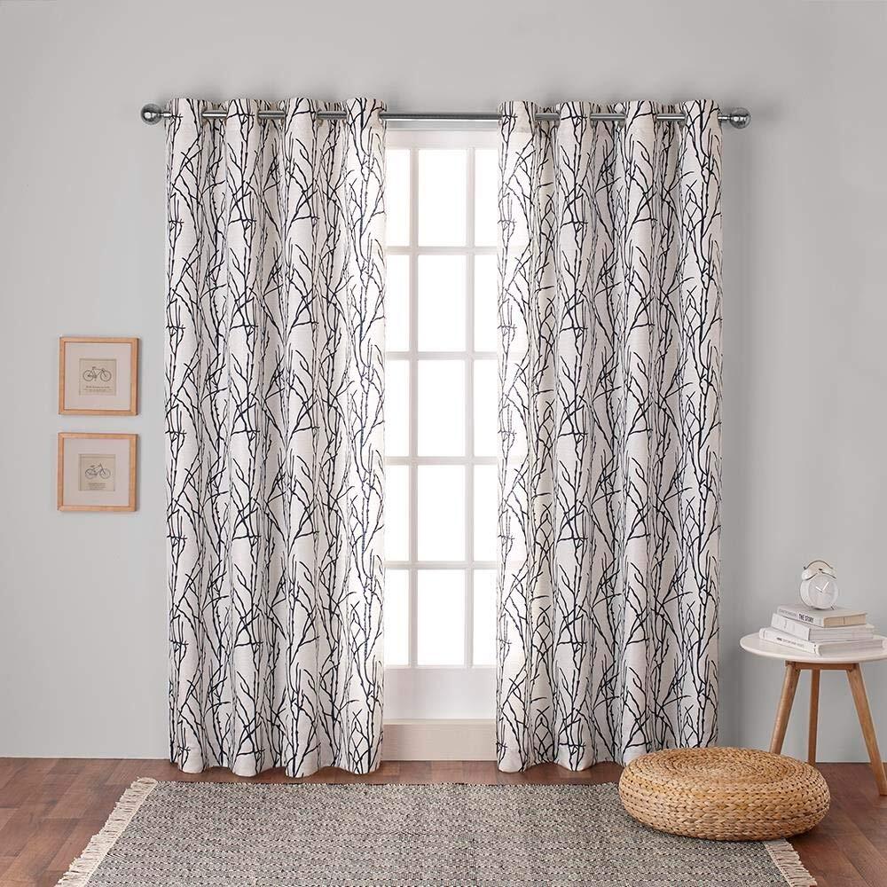 Exclusive EH7996-06 2-96G Linen Blend Branches Window Curtain for Home