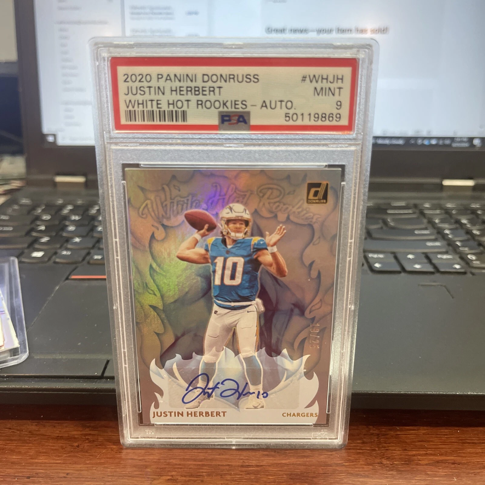 Justin Herbert Panini Donruss White Hot Rookies #WHJH Autograph