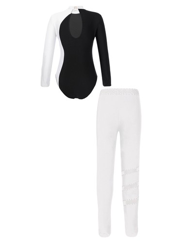 Girls Sets 2pcs Outfit Gymnastics Tracksuits Kids Leotard Keyhole Back Bodysuit - Picture 72 of 78