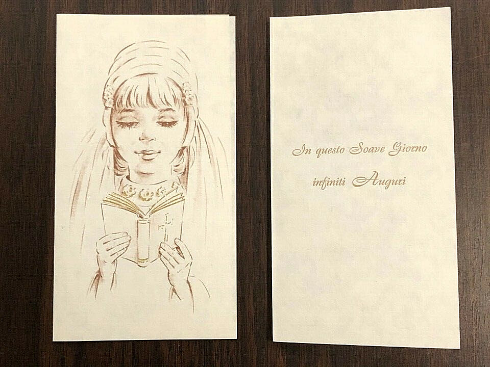 GRUSSKARTE KOMMUNION KONFIRMATION MÄDCHEN KARTEN MIT GOLDFINISH 15 X 8,5 CM