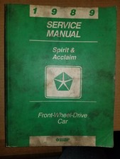Manuel d'entretien d'atelier Chrysler Dodge Spirit Acclaim 1989 