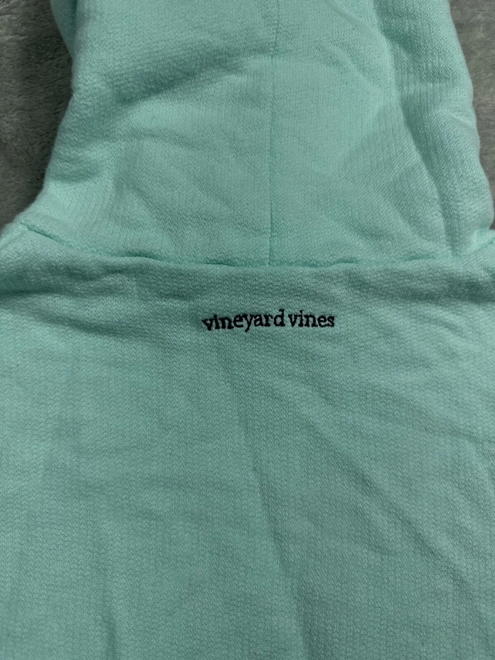 Suéter Grande para Niñas Adolescentes 14 Vineyard Vines Azul Logo Capucha Cuello Alto Bolsillos Foto 3 de 4