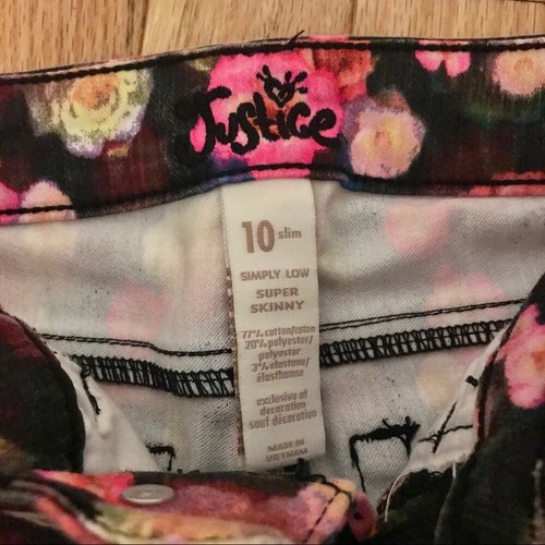 JUSTICE | Floral Super Skinny Jeans 10S - Picture 4 of 5