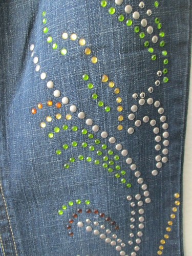 BACCINI DENIM BLUE EMBELLISHED JEANS SIZE 4P - NEW - Picture 3 of 5