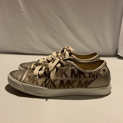 Michael Kors Sneakers Shoes Lace Up Shoes Brown Tan Womens Size M [D9] 