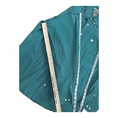 Cinch Mens Shirt Small Teal Geometric Long Sleeve Western Button Down #0705 - Picture 9 of 11