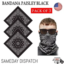 Paisley Tube Scarf Bandana Head Face Mask Multi-use Neck Gaiter Outdoor Cap 3Pcs