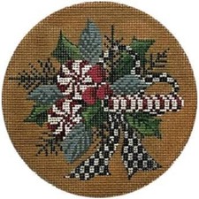 Needlepoint Handpainted Kelly Clark Peppermint Christmas 4.5"