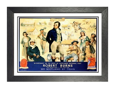 Robert Burns Eisenbahn Vintage altes Werbeplakat National Scottish Poet Bild 