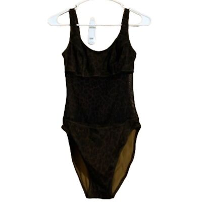 Sunflair Jutta Friemann Made in Germany Mesh Leopard Print 1-Piece Swimsuit Sz-8