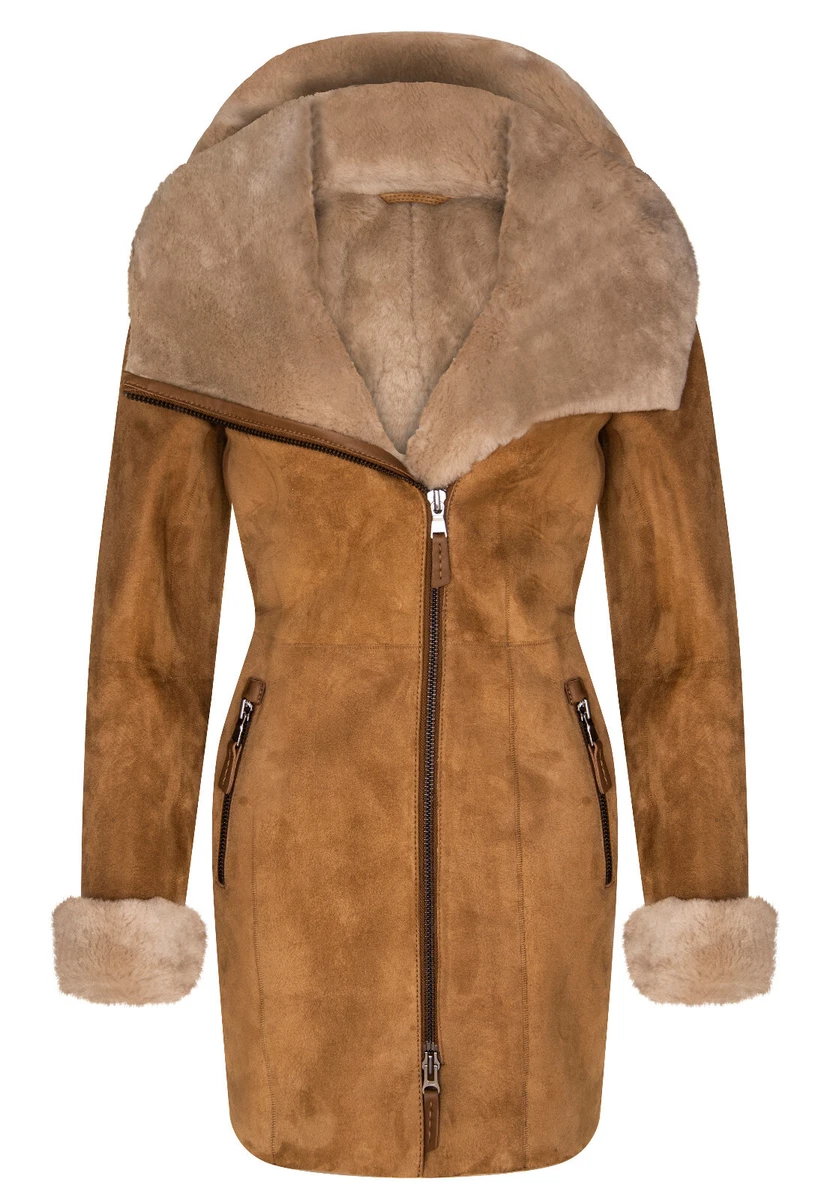 Shearling suede best sale coat