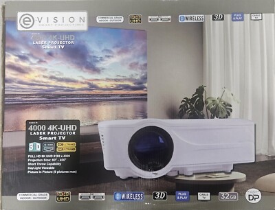 E-Vision 4000 4000 4K-UHD Laser Smart Projector 8K MSRP $4,999