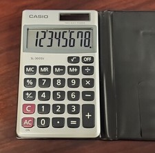 Casio SL-300SV Basic Calculator Compact Wallet Solar Two Way Power & Case TESTED