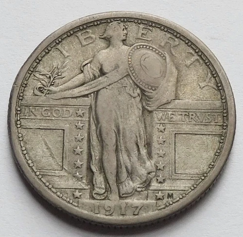 1917 Standing Liberty Type 1 Silver Quarter VF 25C coin