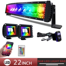 22Inch Curved LED Light Bar RGB LED Light with 16 Solid Colors w/Strobe Flashing