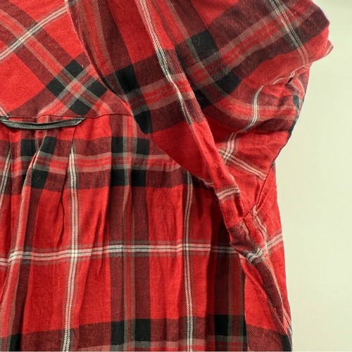 Camisa Vince roja a cuadros de cuero de cordero manga larga con botones talla 8 - Imagen 9 de 13