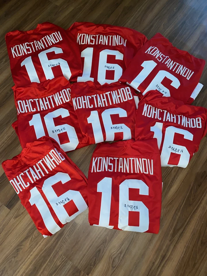 Vladimir Konstantinov Custom Detroit Red Autographed Jersey JSA COA - Image 4 of 4