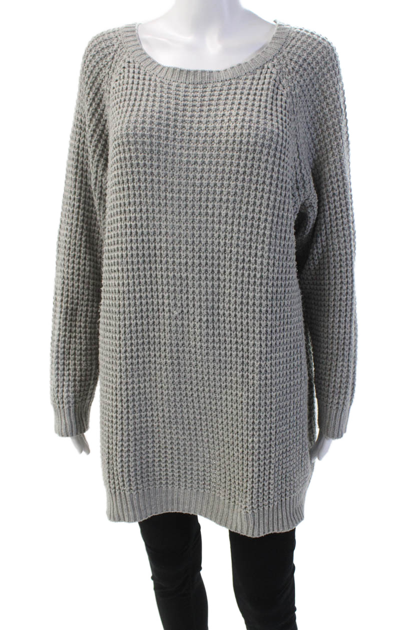 Monki Womens Long Sleeve Solid Pullover Longline … - image 1