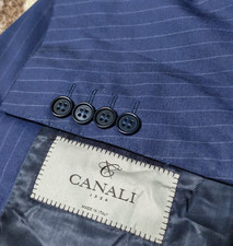 Classic Canali superfine pure wool navy striped suit jacket blazer 34R XS