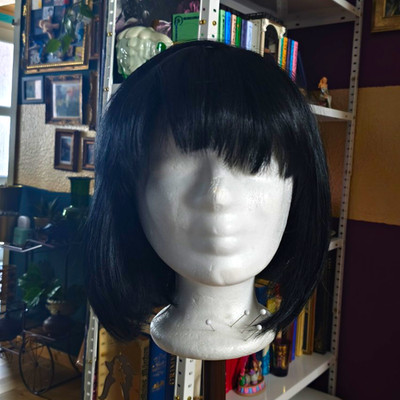 Perücke Schwarz Bob kurz glatt mit Pony aus Kunsthaar Cosplay wig 