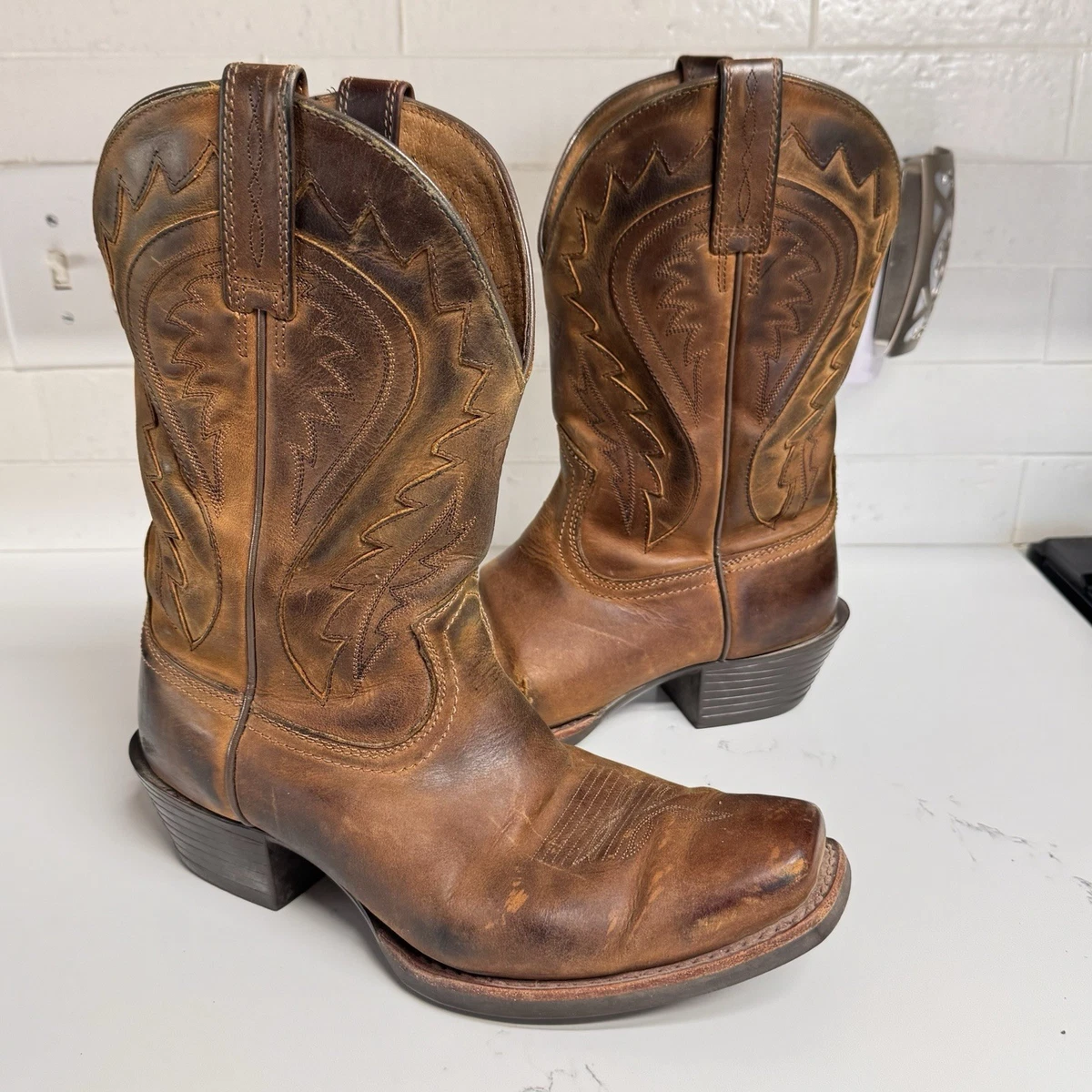 Mens Ariat Legend Phoenix Square Toe Leather Boots Size 8.5EE ARIAT Brown Leather Square Toe Phoenix Boots | Mercari main image 3