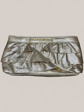 Gold Metallic Ruffle Clutch Evening Bag Purse