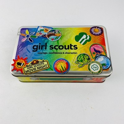 Girl Scouts Hinged Tin Movie Night Metal Open Close Collectible Trinket Box