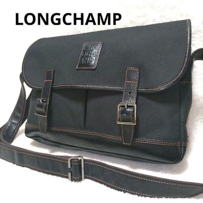 Longchamp Boxford L Messenger Bag Canvas Cowhide Leather Black | eBay