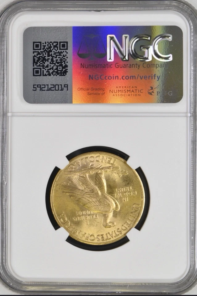 Águila de oro india 1932 $10 NGC MS63 ¡MONEDA DE ORO EXPLOSIVA! Foto 2 de 4