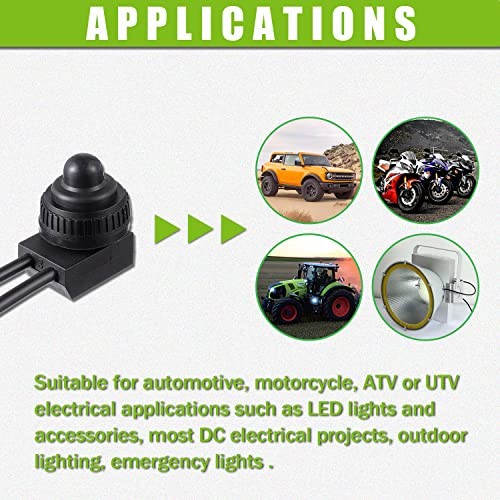 KP-107 Waterproof Push Button Switch 12V ON/Off SPST Switch with 2PCS Black - Picture 6 of 7