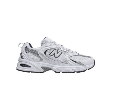 New Balance 530 White Silver Mesh Synthetic Low Top Lace Up Athletic Sneakers