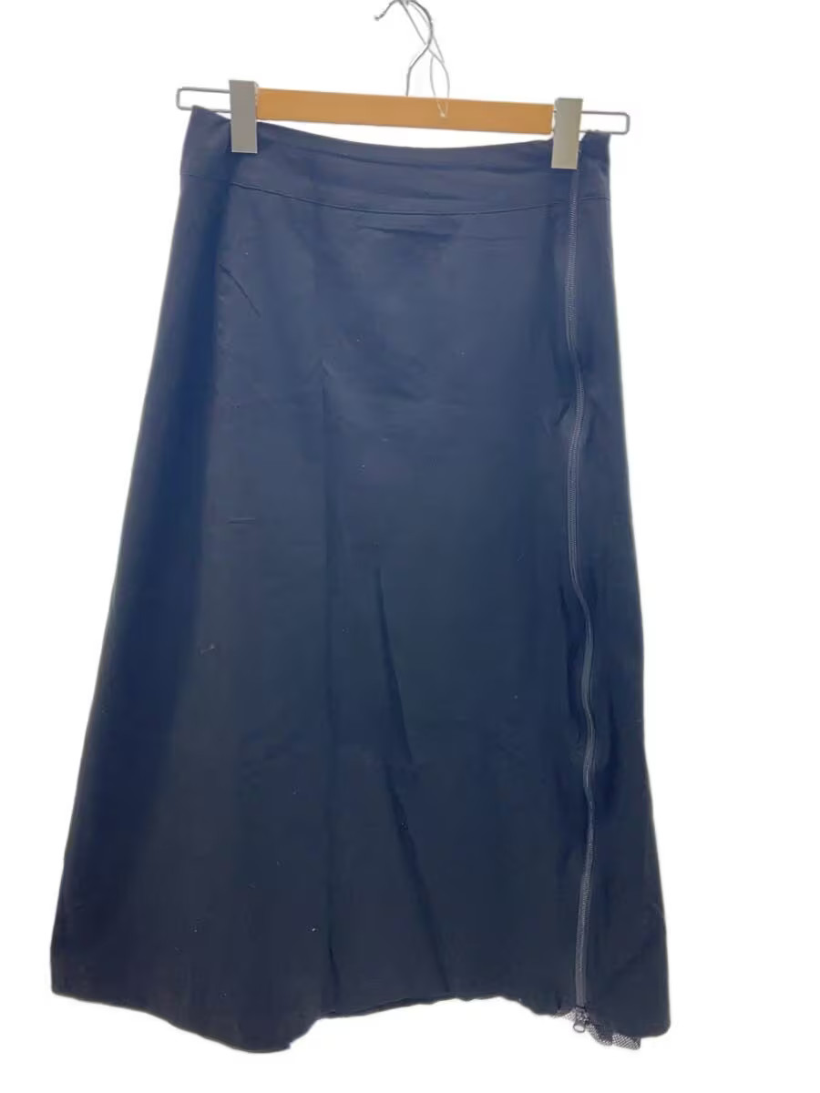 ISSEY MIYAKE Long Skirt, Size 2, Cotton, Black, Solid Color, IM12FG069